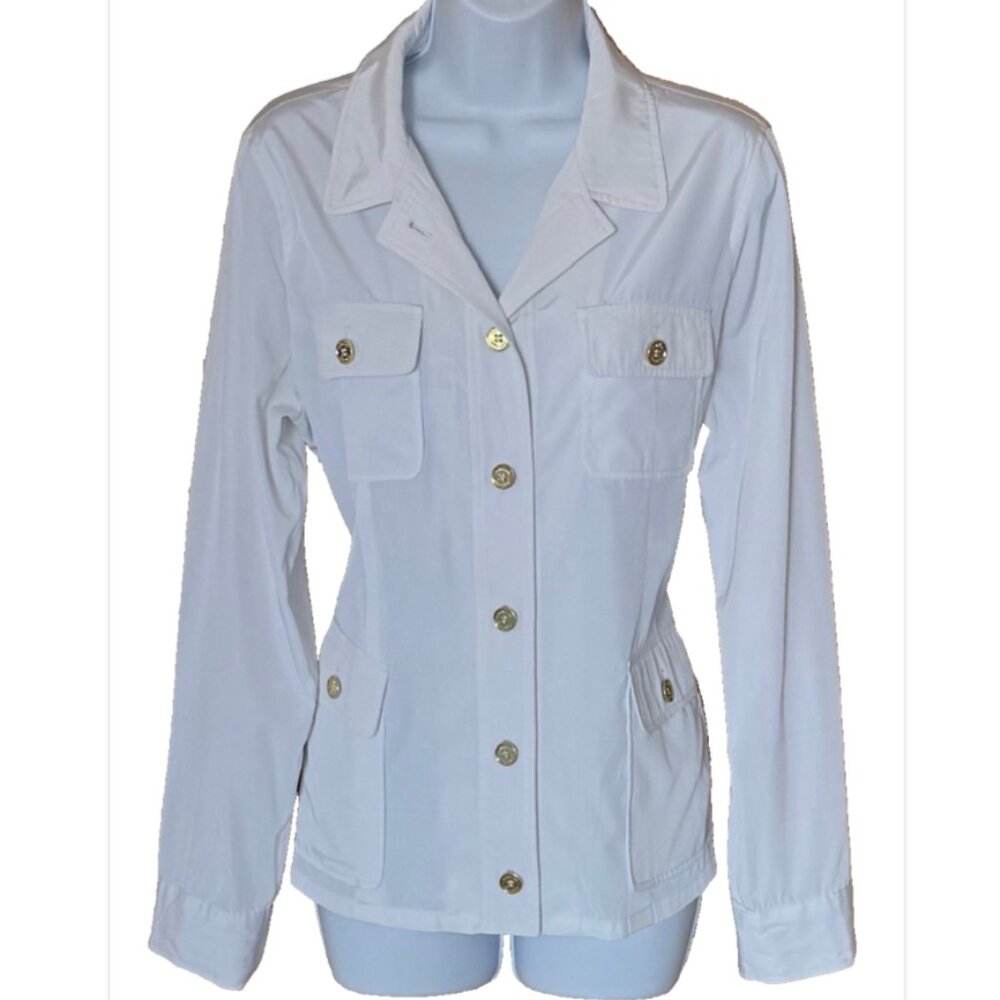 Calvin Klein White Coastal Utility Summer Jacket Lightweight Minimalist Womens M
